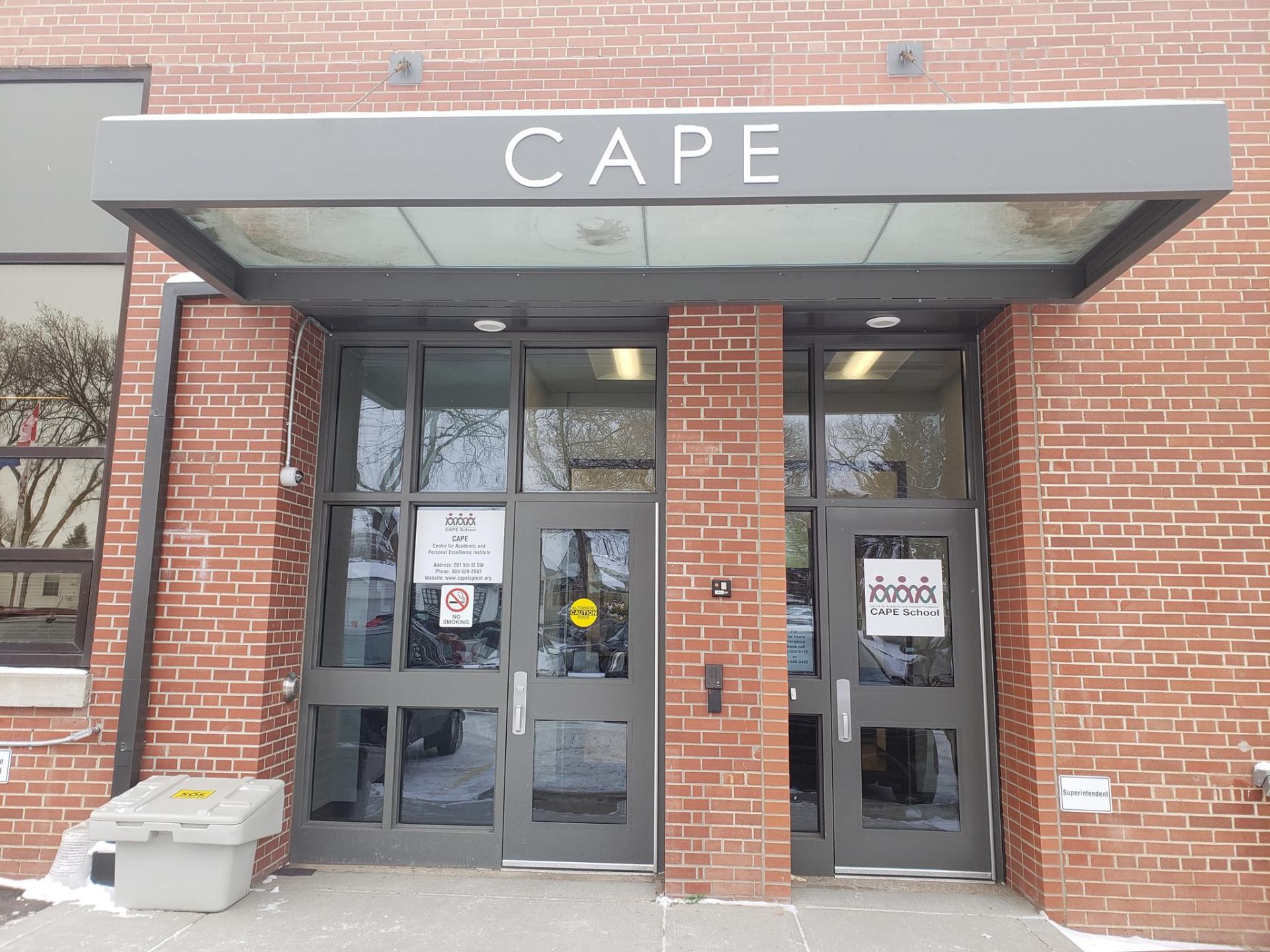 CAPE School entrance — education campus grounds maintained by Avara