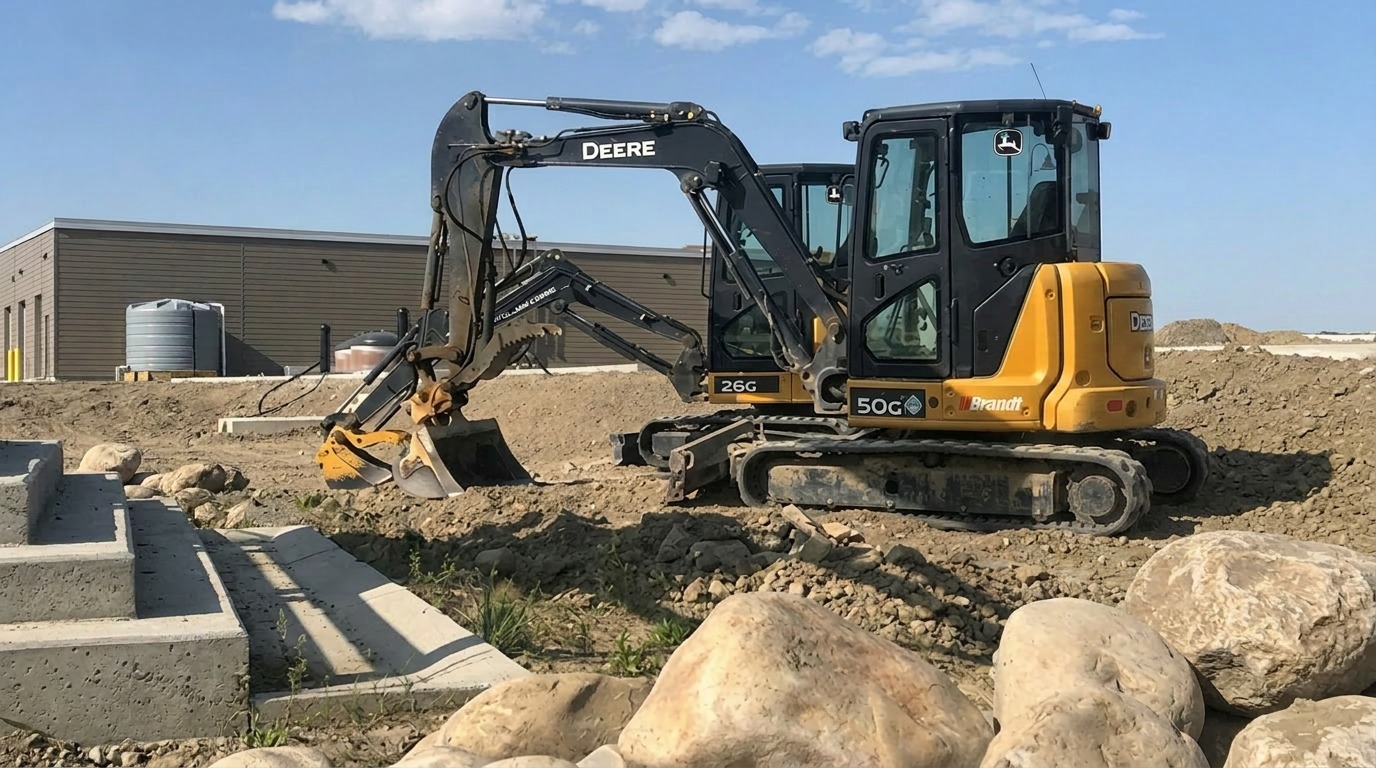 Large-scale commercial landscape construction project built by Avara Landscaping in southern Alberta