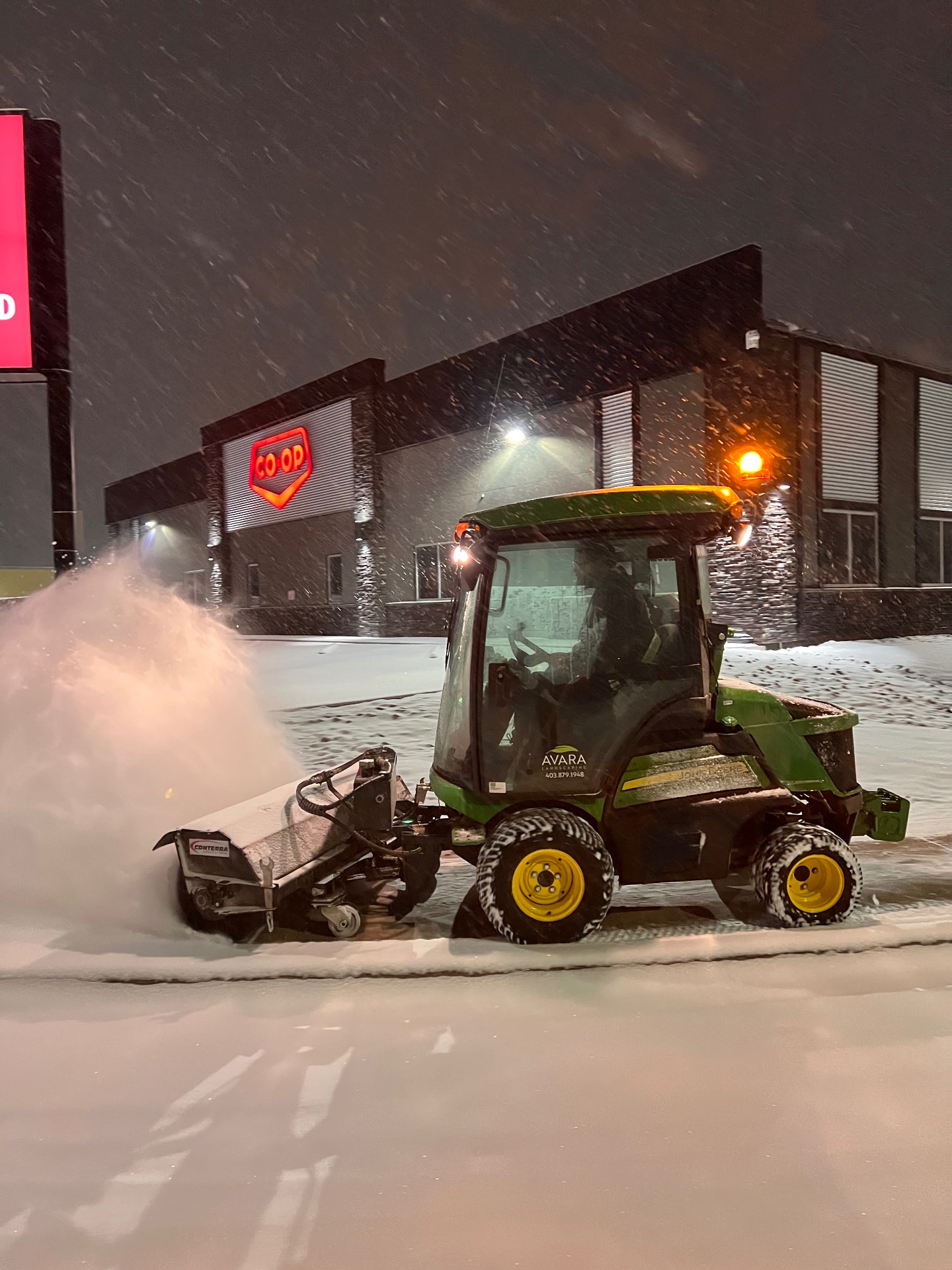 South Country Co-op — Facilities — Full-scope winter operations across South Country Co-op facilities — parking lots, sidewalks, traction control, pile hauling, and auto-dispatch on snow depth trigger events.